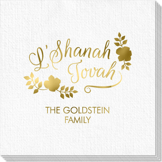 Floral L'Shanah Tovah Luxury Deville Napkins